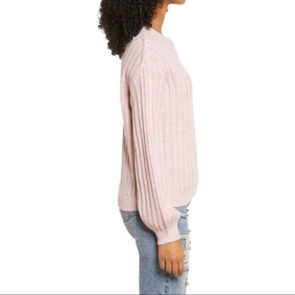 BLANK NYC Heather Ribbed Crewneck Sweater - Lilac Mist - Picture 3 of 5